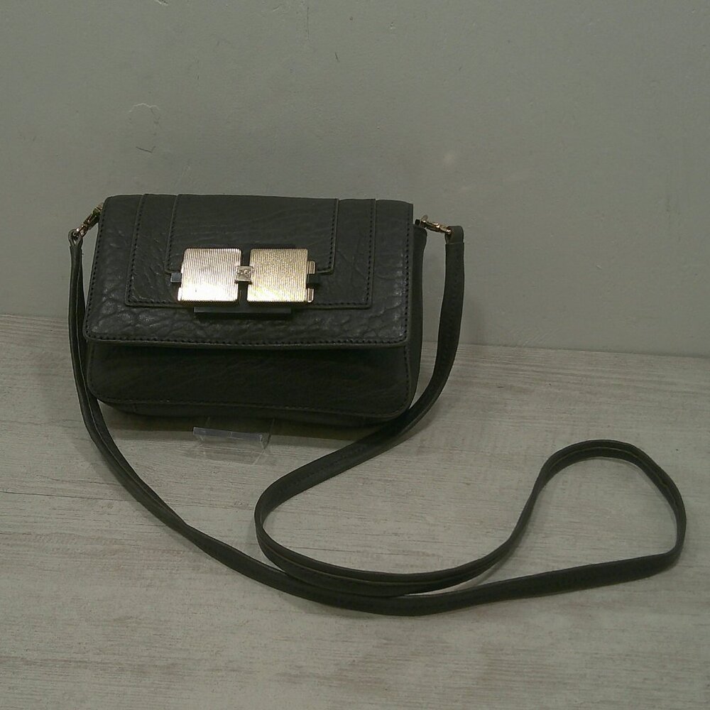 Anya Hindmarch Grey Leather Gracie Flap Crossbody Bag Gold Hardware Purse